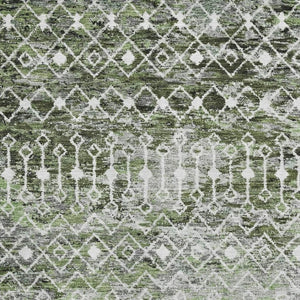 HomeRoots 10' X 14' Olive Green, Ivory & Gray Geometric Area Rug - Washable, UV Protected for High-Traffic Homes 695648