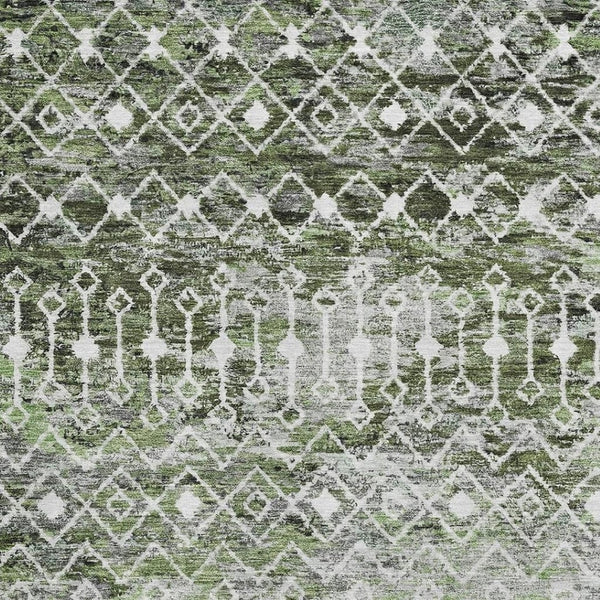 HomeRoots 10' X 14' Olive Green, Ivory & Gray Geometric Area Rug - Washable, UV Protected for High-Traffic Homes 695648