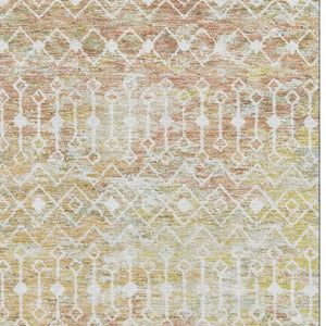 HomeRoots 8' X 10' Peach Ivory & Gold Geometric Area Rug - Washable, UV-Protected, Durable for Busy Homes 695652