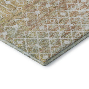 HomeRoots 9' x 12' Stylish Peach Ivory Gold Geometric Washable Area Rug with Stain Resistance & UV Protection 695653