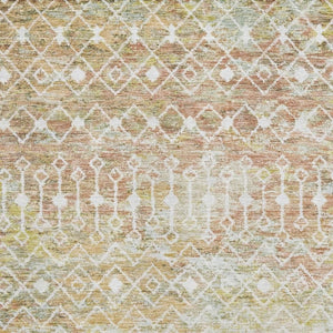 HomeRoots 9' x 12' Stylish Peach Ivory Gold Geometric Washable Area Rug with Stain Resistance & UV Protection 695653