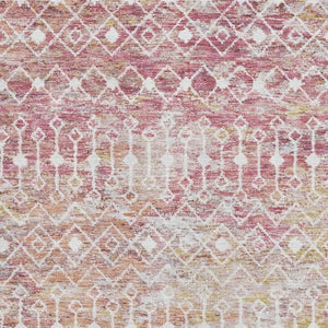 HomeRoots 5' X 8' Pink Ivory Wheat Geometric Area Rug - Washable, Stain-Resistant, UV Protected for Durability 695656