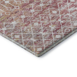 HomeRoots 10' X 14' Modern Pink Ivory Wheat Geometric Area Rug – Washable, UV-Protected, Non-Slip Design! 695660