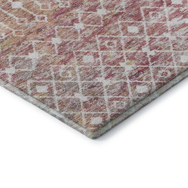 HomeRoots 10' X 14' Modern Pink Ivory Wheat Geometric Area Rug – Washable, UV-Protected, Non-Slip Design! 695660