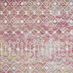 HomeRoots 10' X 14' Modern Pink Ivory Wheat Geometric Area Rug – Washable, UV-Protected, Non-Slip Design! 695660