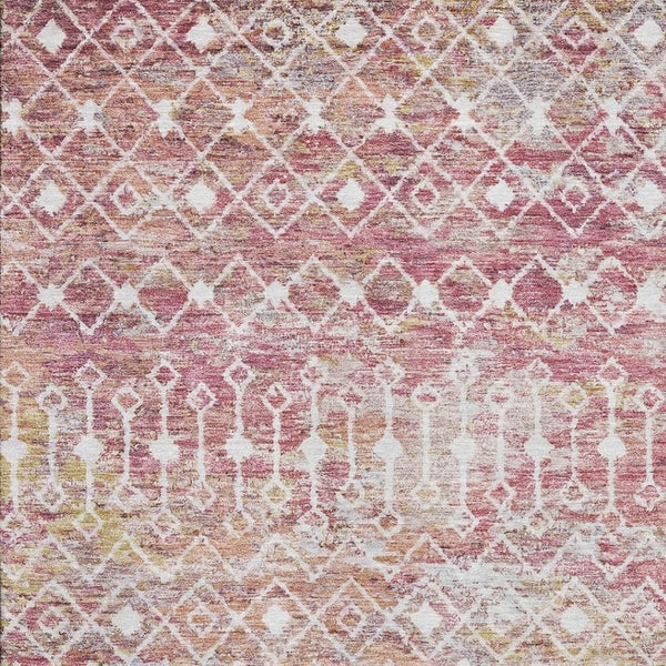 HomeRoots 10' X 14' Modern Pink Ivory Wheat Geometric Area Rug – Washable, UV-Protected, Non-Slip Design! 695660