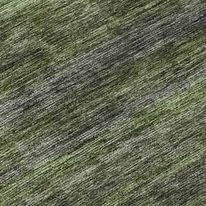 HomeRoots 8' Washable Round Rug in Artichoke Green & Gray Stripes - UV Protected, Non-Slip, Easy-Care Design 695663