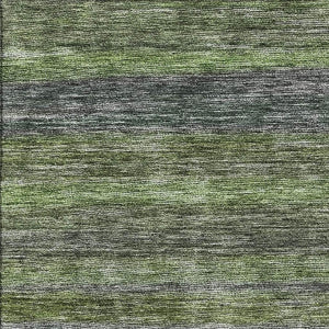 HomeRoots 8' X 10' Artichoke Green & Gray Striped Washable Area Rug - Stylish, Durable, UV-Protected Design 695664