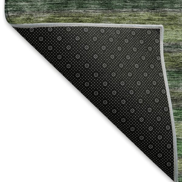 HomeRoots 10' X 14' Artichoke Green & Gray Striped Area Rug - Washable, UV Protected for Stylish Durability! 695666
