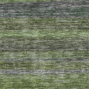 HomeRoots 10' X 14' Artichoke Green & Gray Striped Area Rug - Washable, UV Protected for Stylish Durability! 695666