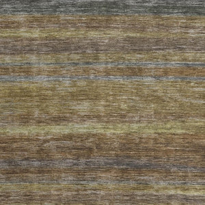 HomeRoots 5' X 8' Stylish Brown Gold Gray Striped Washable Area Rug with UV Protection & Non-Slip Backing 695668