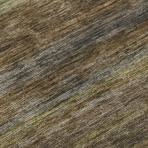 HomeRoots 8' Washable Round Rug in Brown, Gold & Gray Stripes - UV Protected, Stain Resistant, Non-Slip Design 695669