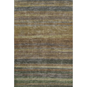 HomeRoots 10' X 14' Stylish Brown Gold Gray Striped Washable Area Rug with UV Protection for Busy Homes 695672