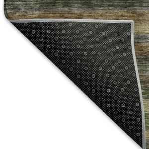 HomeRoots 10' X 14' Stylish Brown Gold Gray Striped Washable Area Rug with UV Protection for Busy Homes 695672