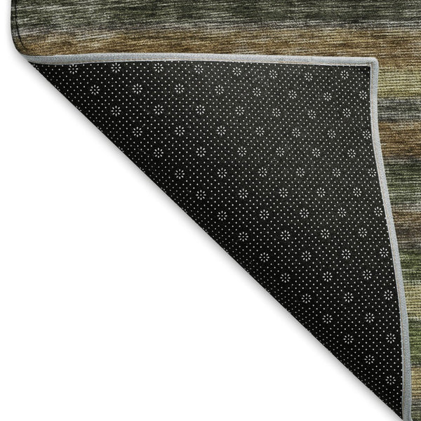 HomeRoots 10' X 14' Stylish Brown Gold Gray Striped Washable Area Rug with UV Protection for Busy Homes 695672