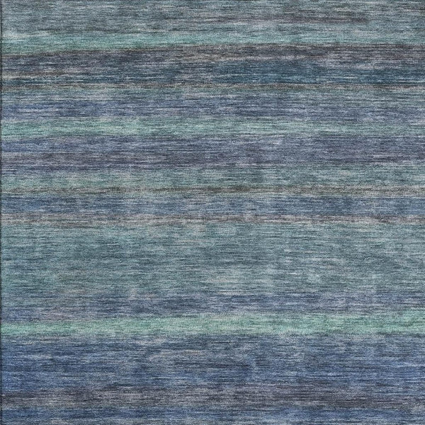 HomeRoots 5' X 8' Washable Area Rug in Coastal Blue & Gray Stripes - UV Protected, Stain Resistant & Durable 695674