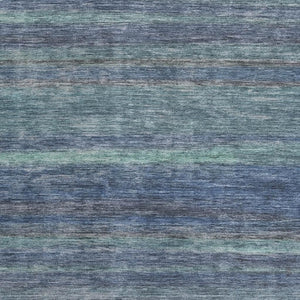 HomeRoots 8' X 10' Coastal Blue Teal & Gray Striped Washable Area Rug, UV Protected, Durable & Stylish Design 695676