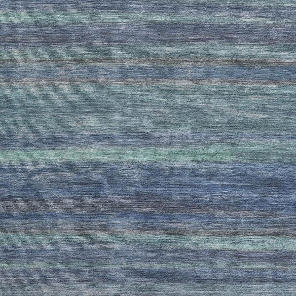 HomeRoots 8' X 10' Coastal Blue Teal & Gray Striped Washable Area Rug, UV Protected, Durable & Stylish Design 695676