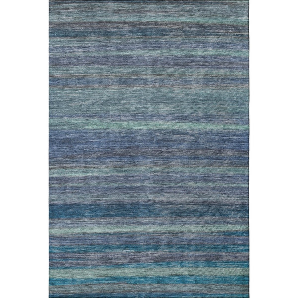 HomeRoots 9' X 12' Striped Area Rug in Blue, Teal & Gray – Washable, UV Protected & Perfect for Any Space! 695677