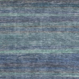 HomeRoots 10' X 14' Washable Blue Teal Gray Striped Area Rug - UV Protected, Stain-Resistant, Durable Design! 695678