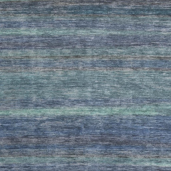 HomeRoots 10' X 14' Washable Blue Teal Gray Striped Area Rug - UV Protected, Stain-Resistant, Durable Design! 695678