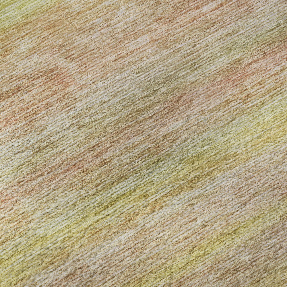 HomeRoots 8' X 10' Stylish Gold Blush Teal Striped Washable Area Rug with UV Protection for High-Traffic Spaces 695682