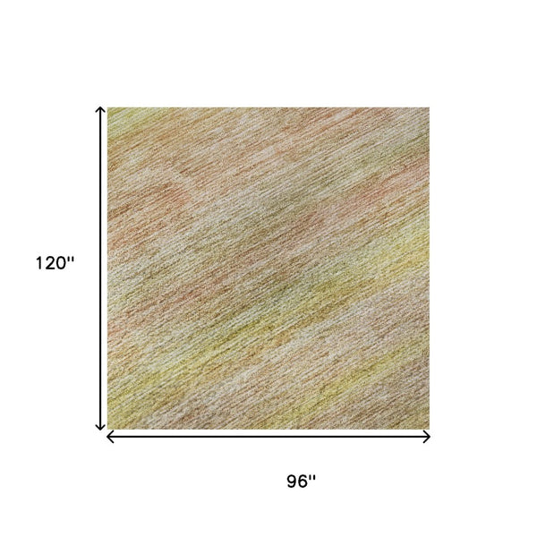 HomeRoots 8' X 10' Stylish Gold Blush Teal Striped Washable Area Rug with UV Protection for High-Traffic Spaces 695682
