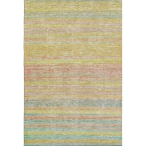 HomeRoots 10' X 14' Stylish Gold Blush & Teal Striped Area Rug - Washable, Durable, UV Protection & Stain Resistant 695684