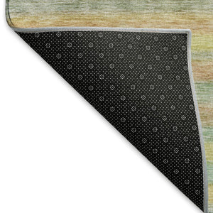 HomeRoots 10' X 14' Stylish Gold Blush & Teal Striped Area Rug - Washable, Durable, UV Protection & Stain Resistant 695684