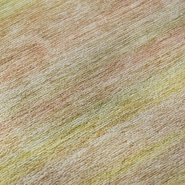 HomeRoots 10' X 14' Stylish Gold Blush & Teal Striped Area Rug - Washable, Durable, UV Protection & Stain Resistant 695684