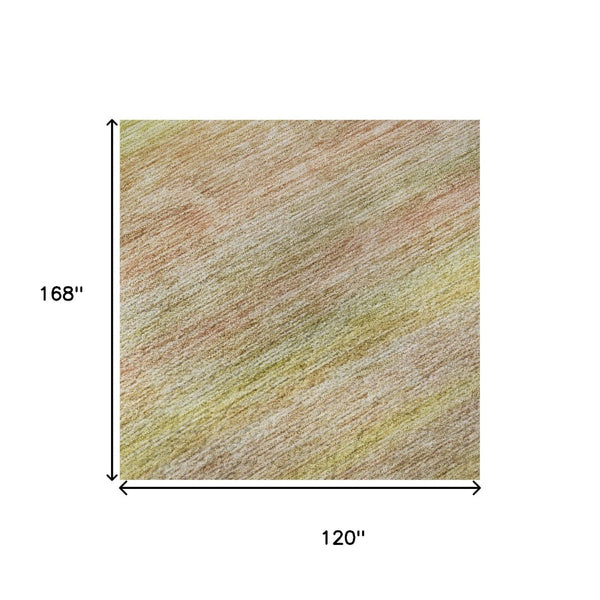 HomeRoots 10' X 14' Stylish Gold Blush & Teal Striped Area Rug - Washable, Durable, UV Protection & Stain Resistant 695684
