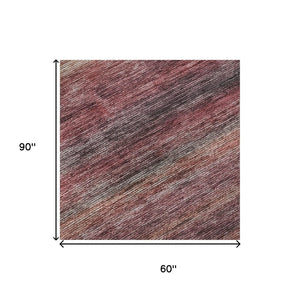 HomeRoots 5' Stylish Rust, Gray & Blush Striped Area Rug - Washable, UV Protected & Stain Resistant for Homes 695686