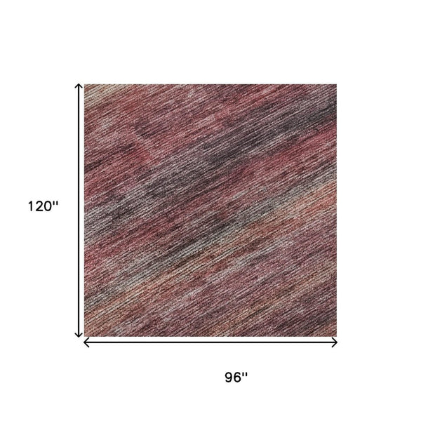 HomeRoots 8' X 10' Washable Rust Gray & Blush Striped Area Rug with UV Protection for Stylish Living Spaces 695688