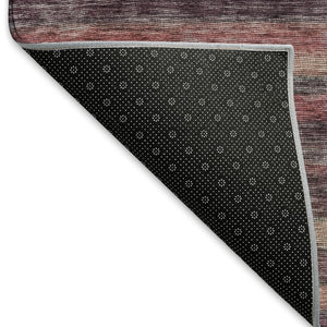 HomeRoots 9' X 12' Elegant Rust Gray & Blush Striped Area Rug - Washable, Stain-Resistant, UV Protected! 695689