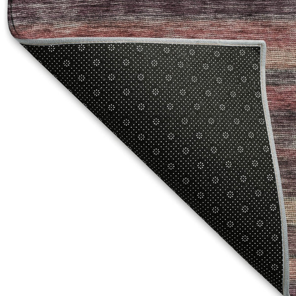 HomeRoots 9' X 12' Elegant Rust Gray & Blush Striped Area Rug - Washable, Stain-Resistant, UV Protected! 695689