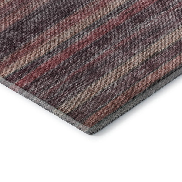 HomeRoots 9' X 12' Elegant Rust Gray & Blush Striped Area Rug - Washable, Stain-Resistant, UV Protected! 695689