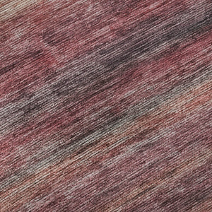 HomeRoots 9' X 12' Elegant Rust Gray & Blush Striped Area Rug - Washable, Stain-Resistant, UV Protected! 695689