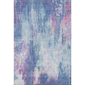 HomeRoots 5' X 8' Abstract Washable Area Rug in Blue, Blush & Ivory - Stain Resistant & UV Protected Design 695692