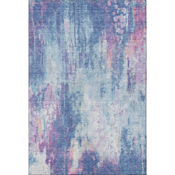 HomeRoots 5' X 8' Abstract Washable Area Rug in Blue, Blush & Ivory - Stain Resistant & UV Protected Design 695692