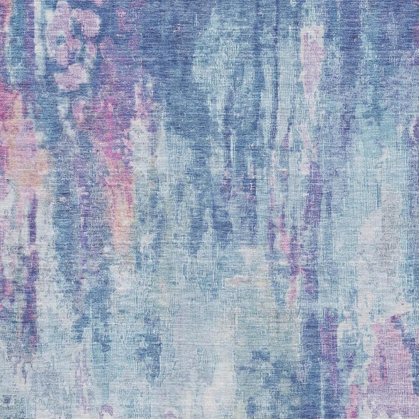 HomeRoots 8' X 10' Abstract Washable Area Rug in Blue, Blush & Ivory - UV Protected, Ideal for High-Traffic Spaces 695694