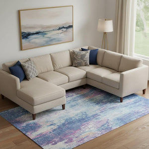 HomeRoots 10' Blue Blush Ivory Abstract Area Rug - Washable, UV Protected, Stain Resistant, Stylish & Durable! 695696