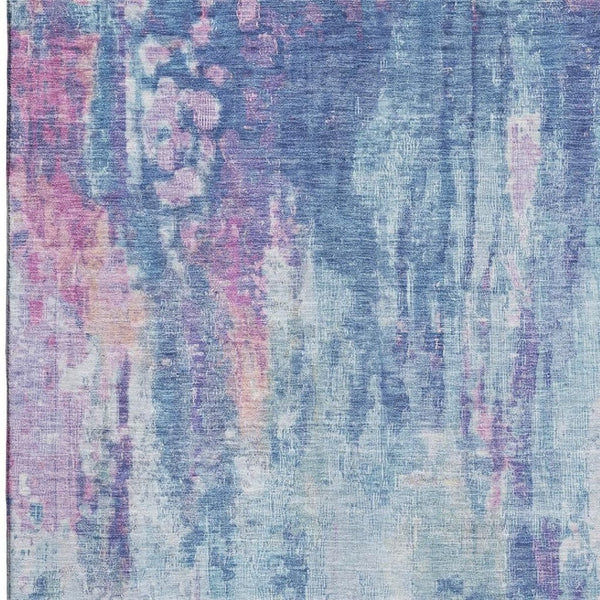 HomeRoots 10' Blue Blush Ivory Abstract Area Rug - Washable, UV Protected, Stain Resistant, Stylish & Durable! 695696