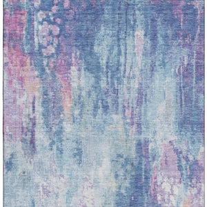 HomeRoots 10' Blue Blush Ivory Abstract Area Rug - Washable, UV Protected, Stain Resistant, Stylish & Durable! 695696