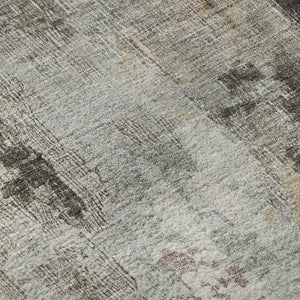 HomeRoots 8' Gray Rust and Ivory Abstract Washable Round Rug – Stylish, Durable, UV Protected for Modern Spaces 695699