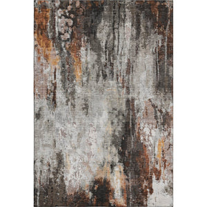 HomeRoots 10' X 14' Gray, Rust & Ivory Abstract Area Rug – Washable, UV-Resistant, Modern Design for High Traffic Areas 695702