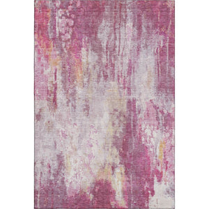 HomeRoots 5' X 8' Pink Peach Ivory Abstract Washable Area Rug with UV Protection for Stylish Home Décor 695704