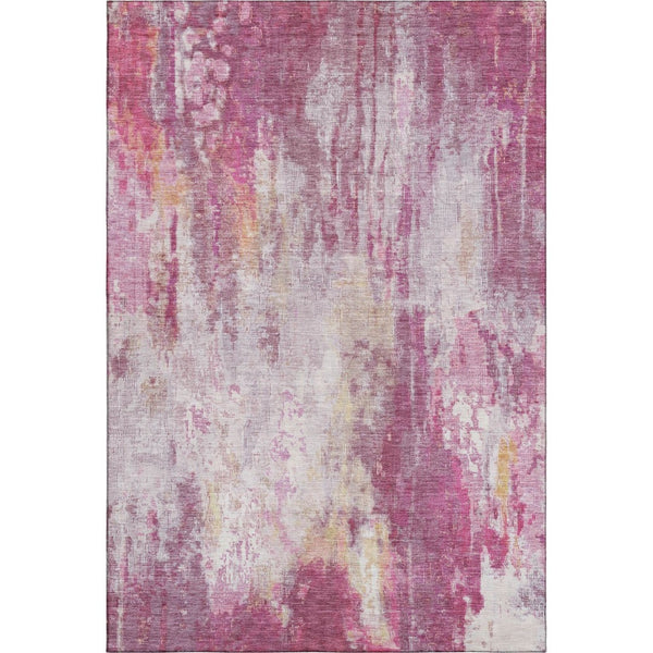 HomeRoots 5' X 8' Pink Peach Ivory Abstract Washable Area Rug with UV Protection for Stylish Home Décor 695704