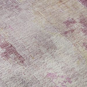 HomeRoots 5' X 8' Pink Peach Ivory Abstract Washable Area Rug with UV Protection for Stylish Home Décor 695704