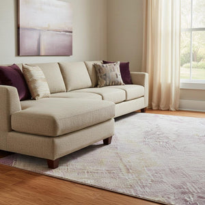 HomeRoots 8' X 10' Pink Peach Ivory Abstract Washable Area Rug - UV Protected, Stain Resistant, Soft & Stylish 695706