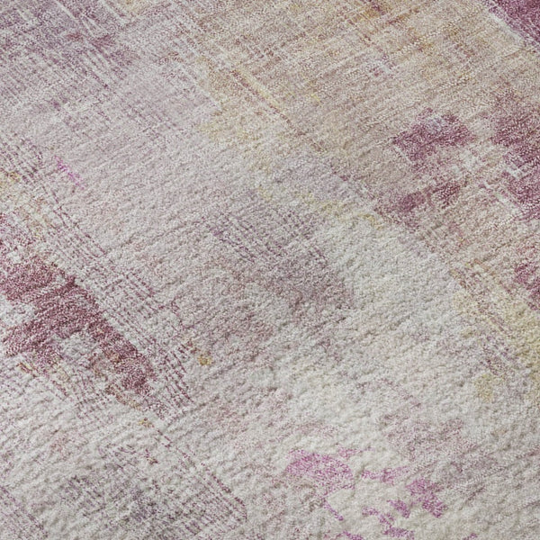 HomeRoots 10' Pink Peach & Ivory Abstract Washable Area Rug - Durable, UV Protected, Perfect for Busy Homes! 695708